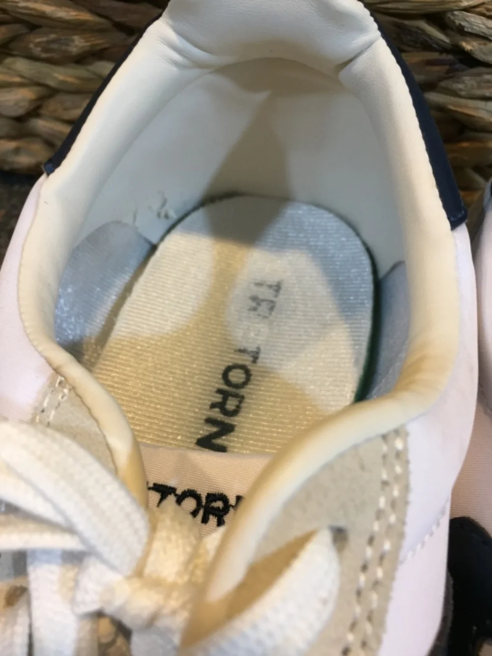 Classic Tretorn Women's Beige & White Sneakers with Navy Accent